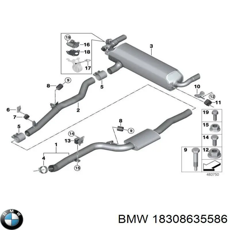 18308635586 BMW Consola de coxim traseiro do silenciador
