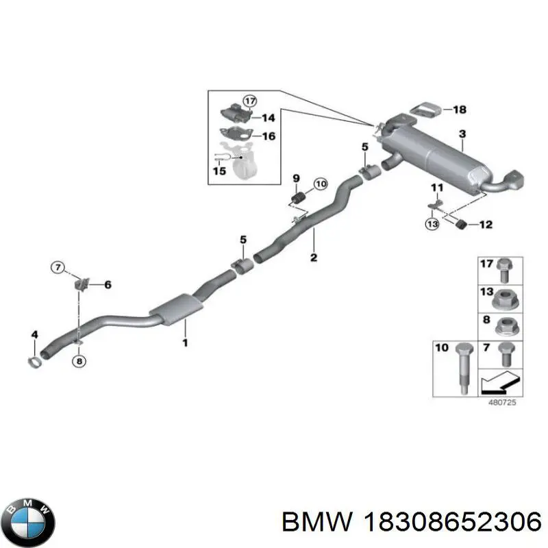 18308652306 BMW Silenciador, parte traseira