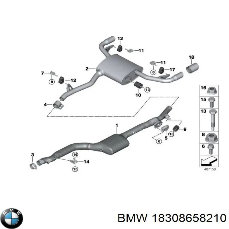 Bocal para o silenciador BMW 18308658210 preço, a partir de 103,04 USD