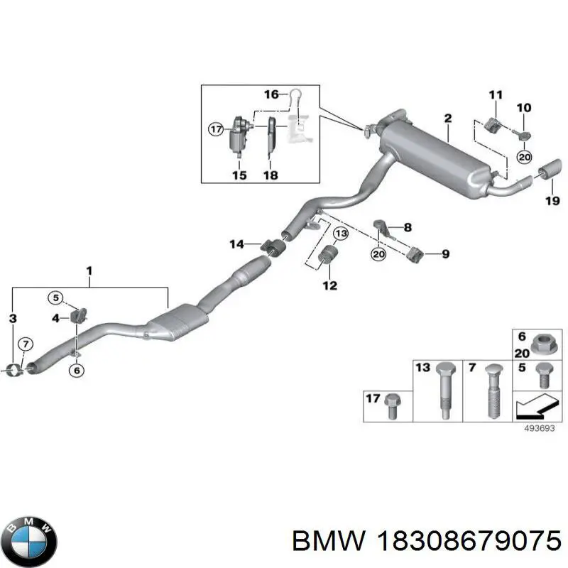 18308679075 BMW Bocal para o silenciador