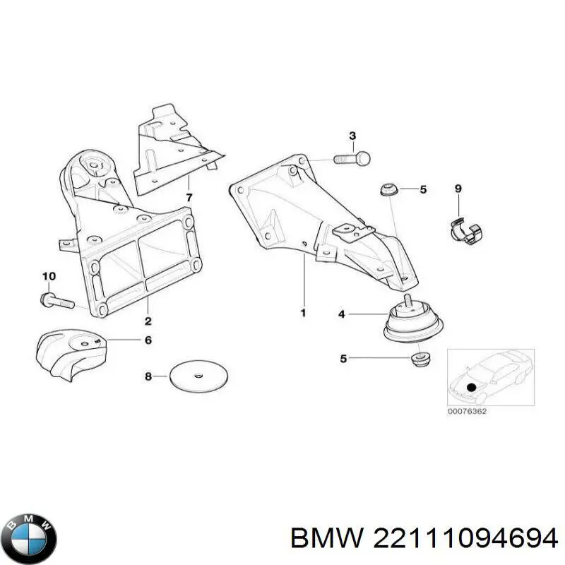 Consola de coxim (apoio) direita de motor BMW 22111094694 preço, a partir de 66,27 USD