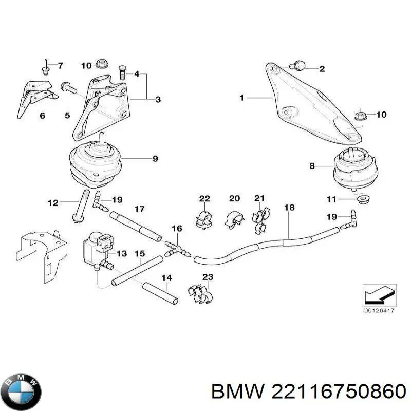 Compre 22116750860 BMW Coxim (suporte) direito de motor