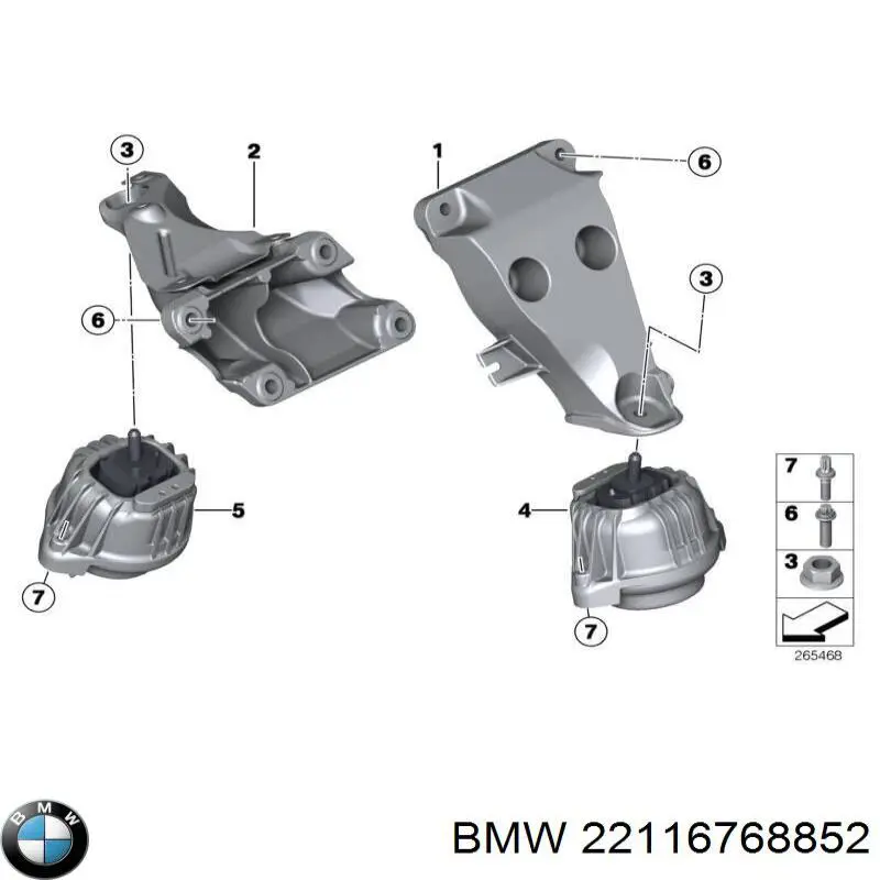 Coxim (suporte) direito de motor BMW 22116768852 preço, a partir de 59,59 USD