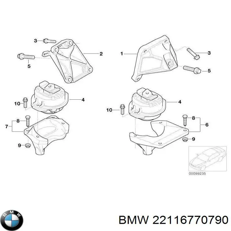 22116770790 BMW Coxim (suporte) esquerdo de motor