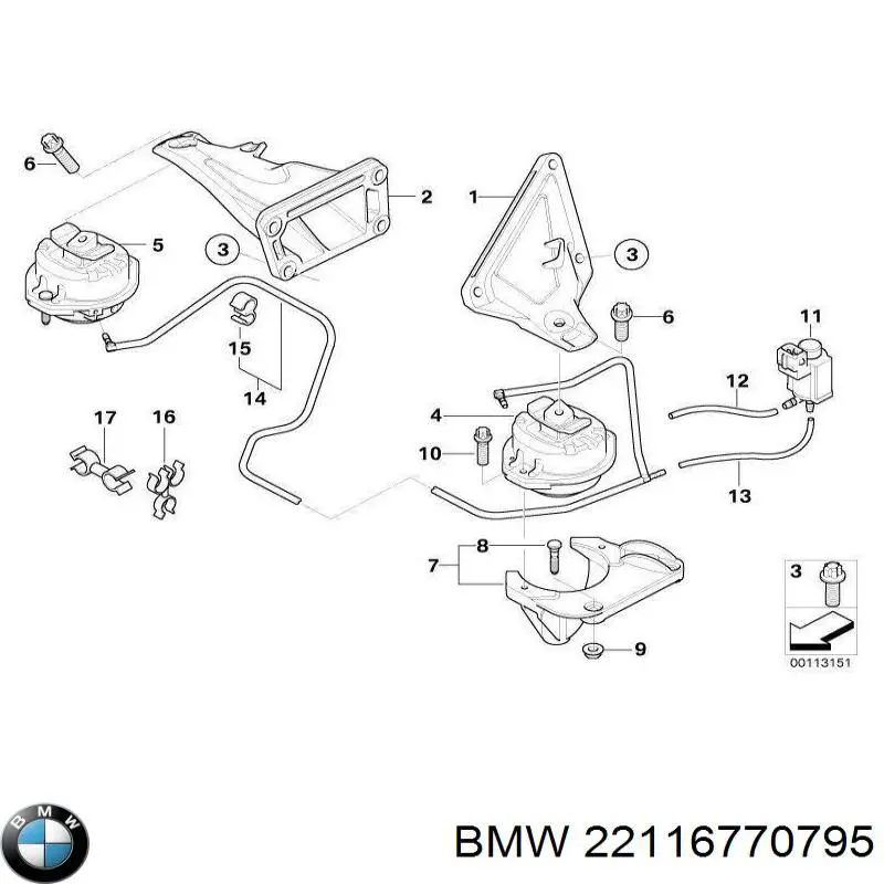 22116770795 BMW Coxim (suporte) esquerdo de motor