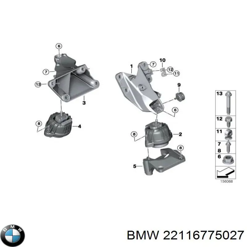 Coxim (suporte) esquerdo de motor BMW 22116775027 preço, a partir de 301,12 USD