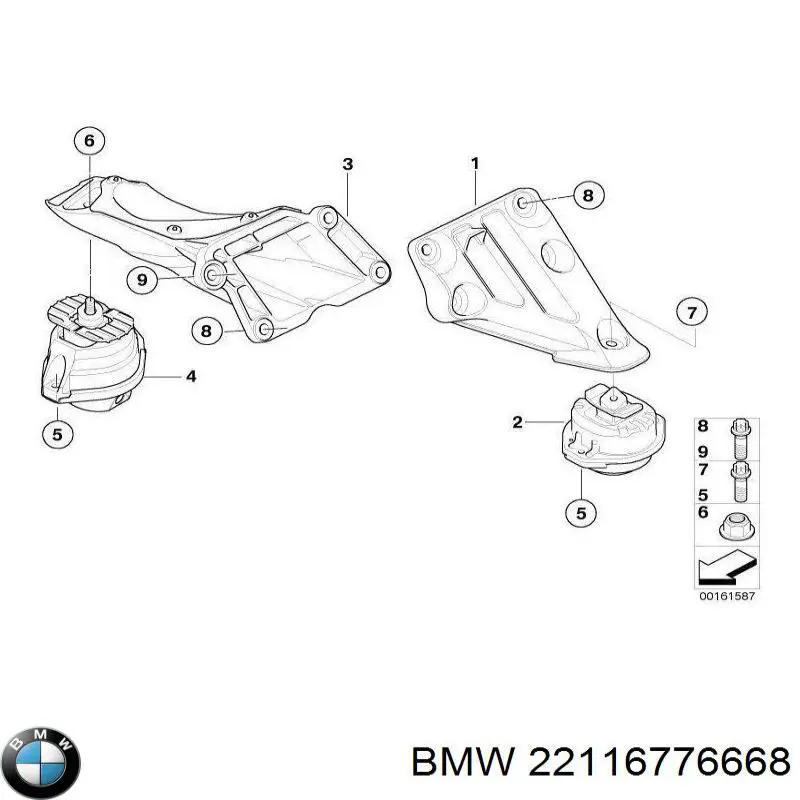 22116776668 BMW Coxim (suporte) direito de motor
