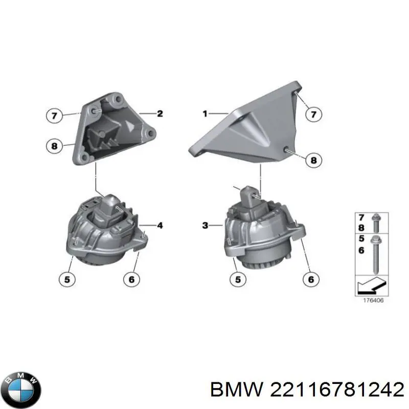 22116781242 BMW Consola de coxim (apoio) direita de motor