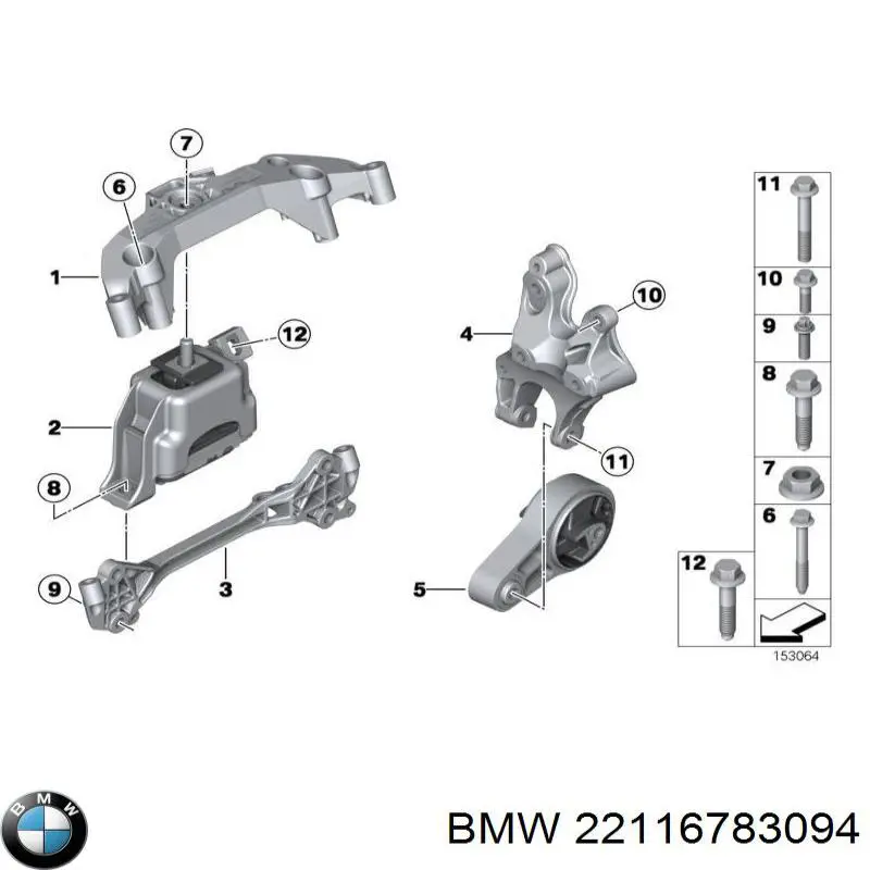 22116783094 BMW Coxim (suporte) traseiro de motor