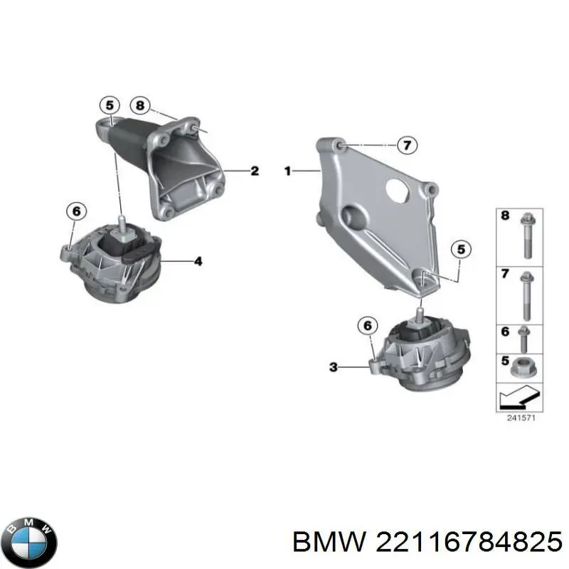 22116784825 BMW Consola de coxim (apoio) esquerda de motor