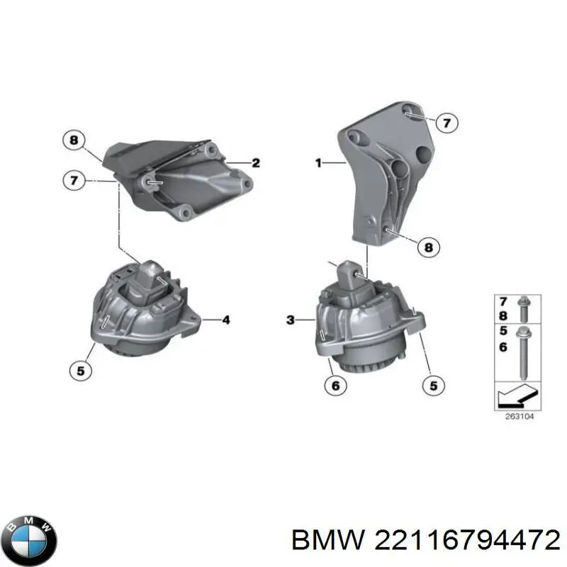 Coxim (suporte) direito de motor BMW 22116794472 preço, a partir de 57,54 USD