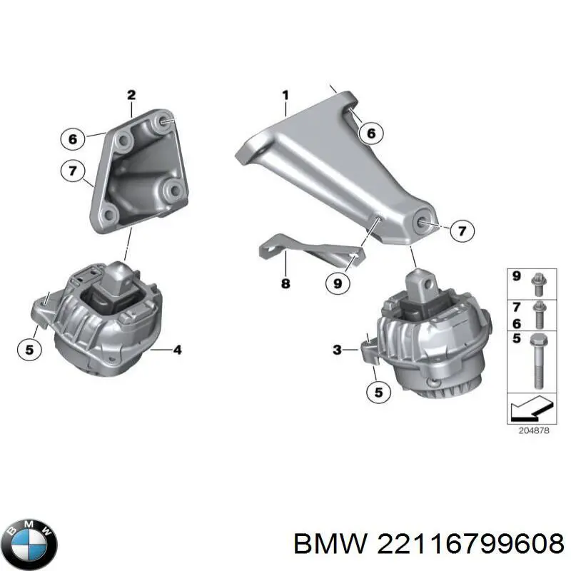 Coxim (suporte) direito de motor BMW 22116799608 preço, a partir de 116,47 USD