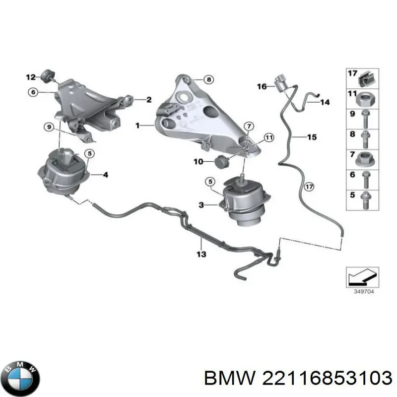 22116853103 BMW Coxim (suporte) esquerdo de motor