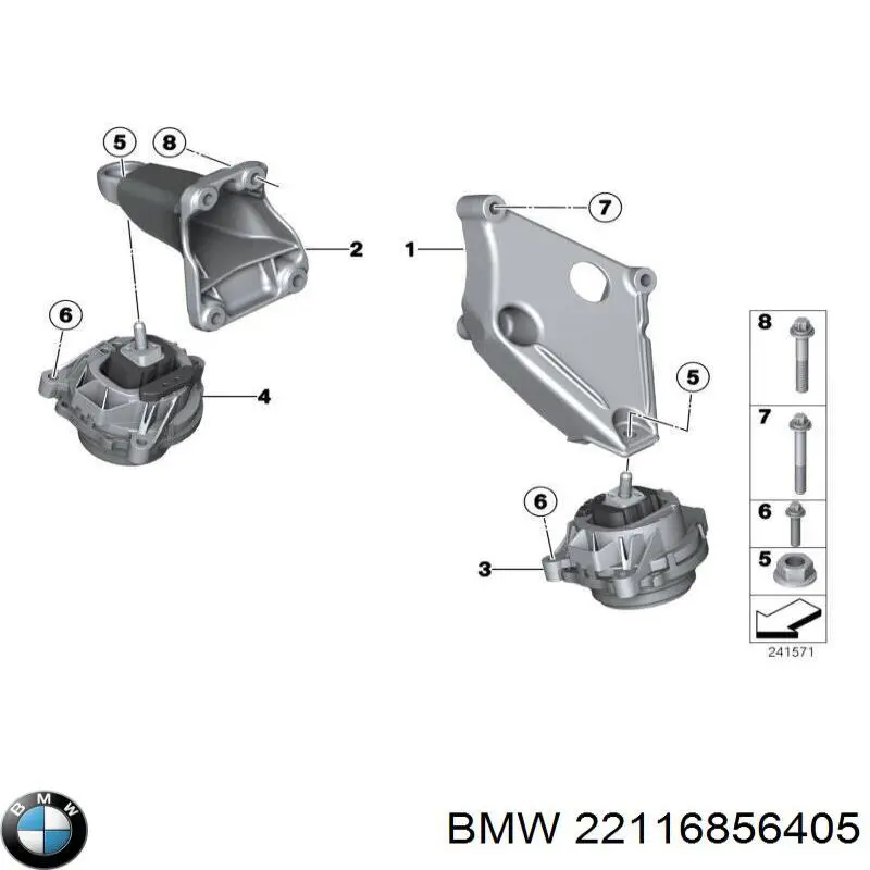 Coxim (suporte) esquerdo de motor BMW 22116856405 preço, a partir de 112,19 USD