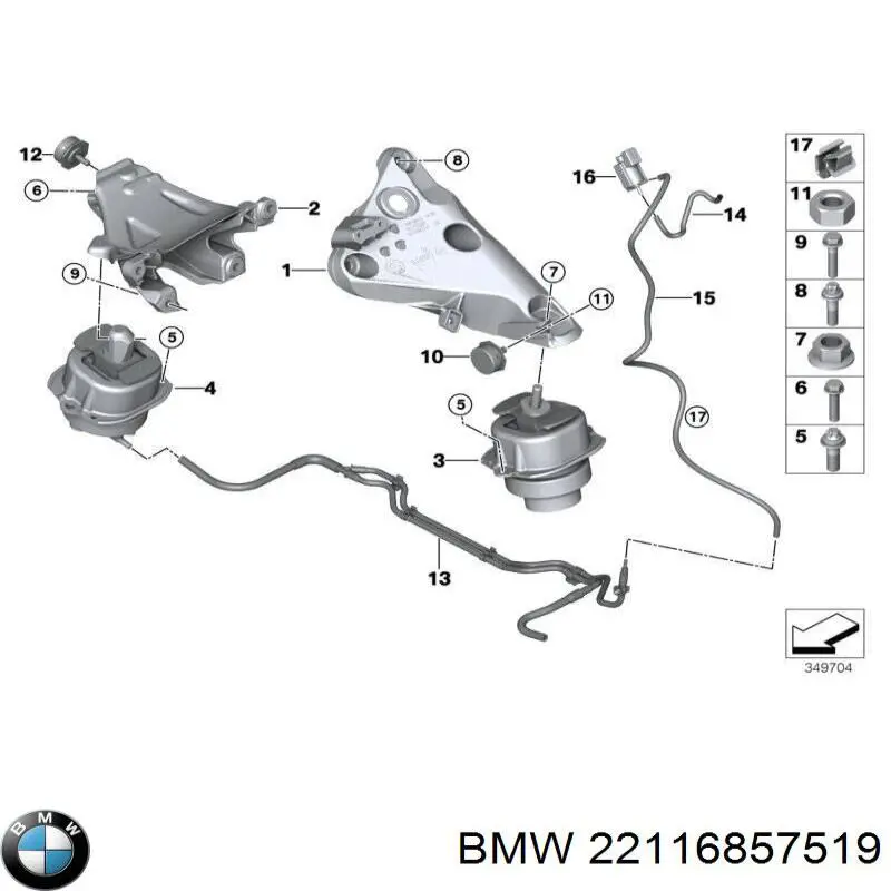 22116857519 BMW Coxim (suporte) esquerdo de motor