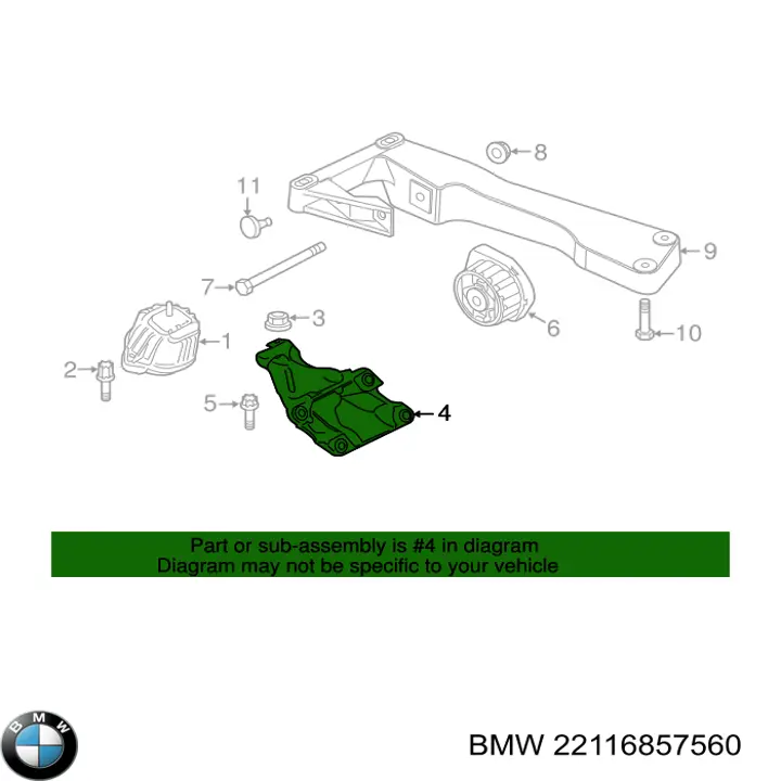 Consola de coxim (apoio) direita de motor BMW 22116857560 preço, a partir de 146,30 USD