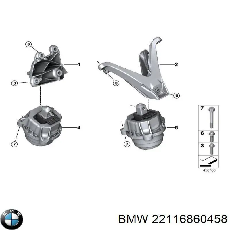 Coxim (suporte) direito de motor BMW 22116860458 preço, a partir de 134,95 USD