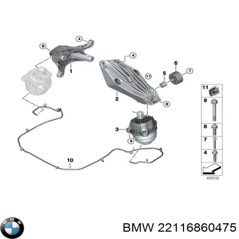 22116860475 BMW Coxim (suporte) esquerdo de motor