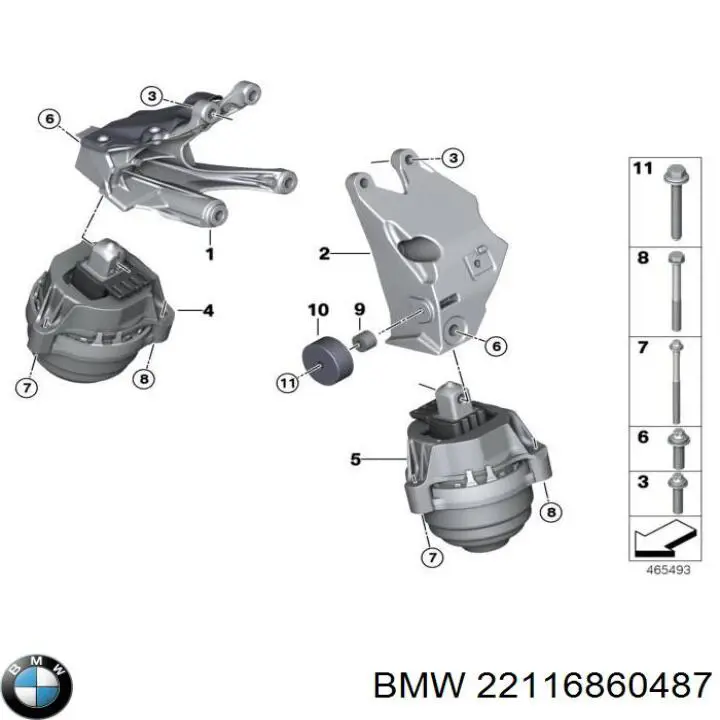 Coxim (suporte) esquerdo de motor BMW 22116860487 preço, a partir de 98,03 USD