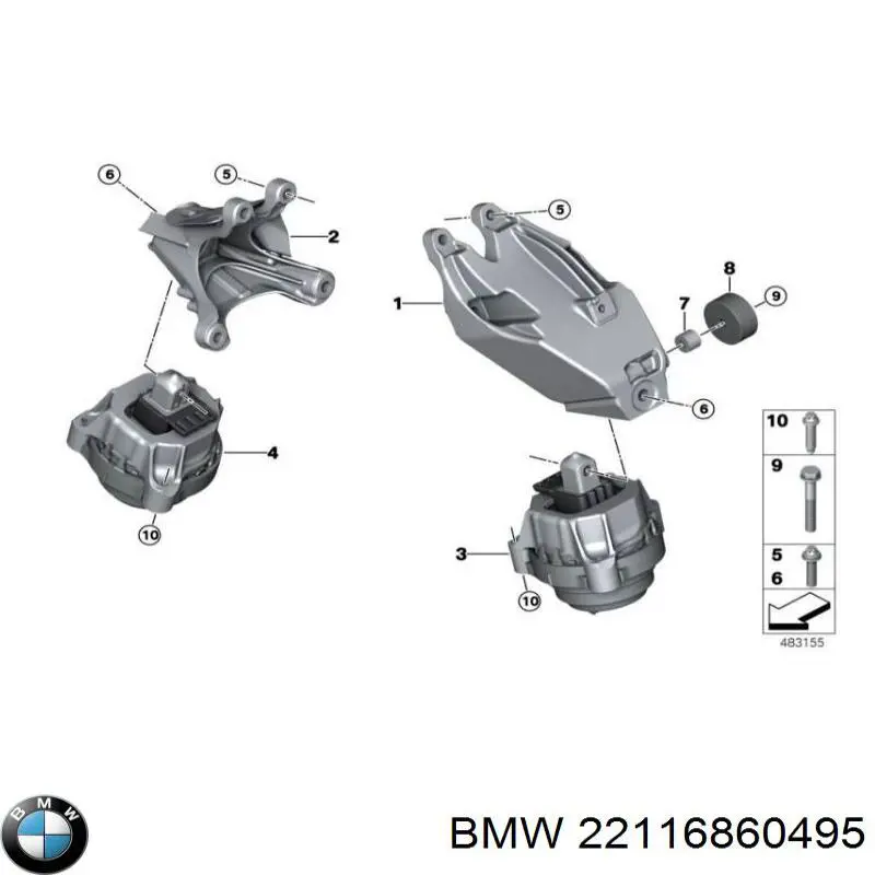 Coxim (suporte) esquerdo de motor BMW 22116860495 preço, a partir de 103,66 USD