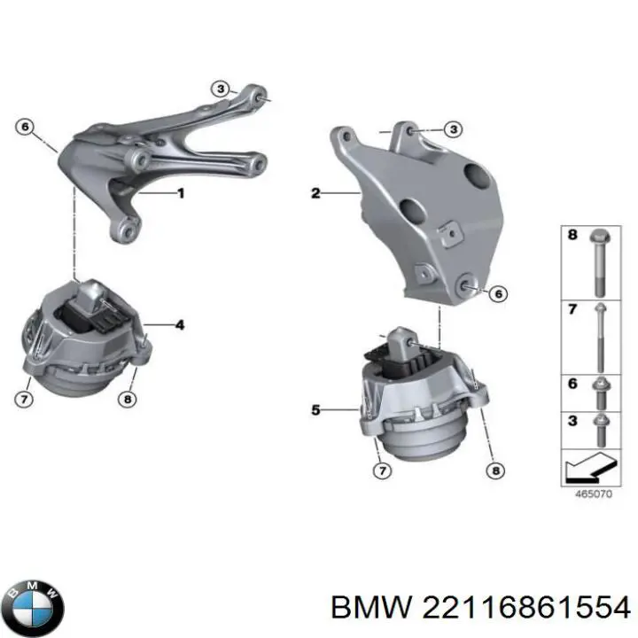 22116876214 BMW Consola de coxim (apoio) direita de motor