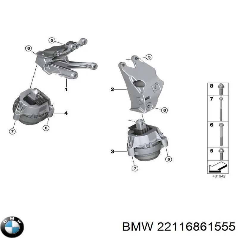 22116861555 BMW Consola de coxim (apoio) esquerda de motor