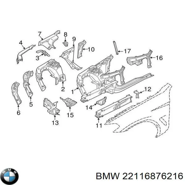 22116876216 BMW Consola de coxim (apoio) direita de motor