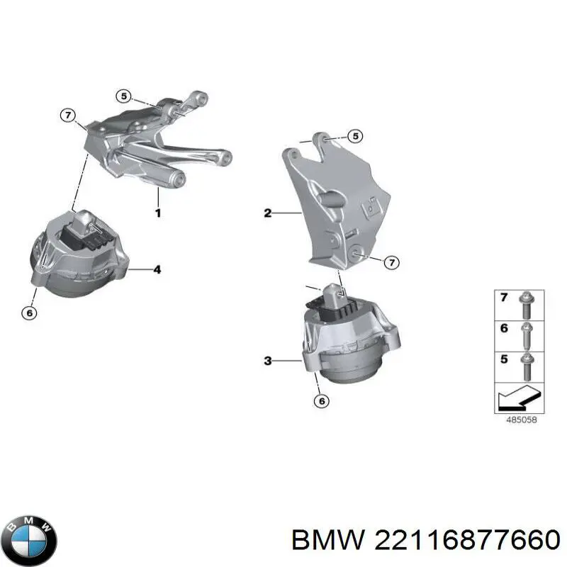 22116877660 BMW Coxim (suporte) direito de motor