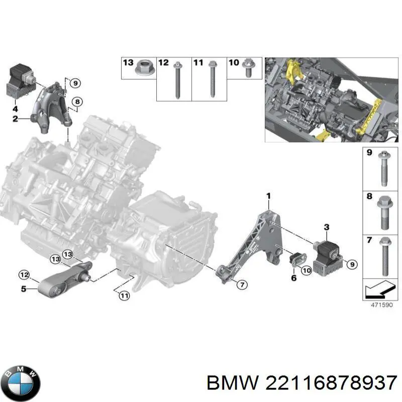 6793357 BMW Coxim (suporte) esquerdo de motor