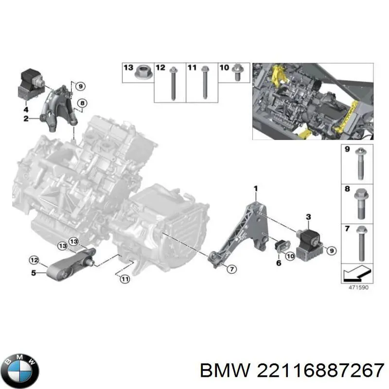 22116887267 BMW Coxim (suporte) esquerdo de motor