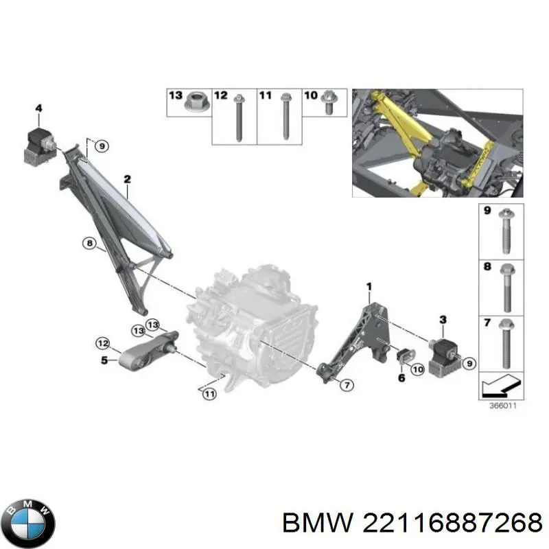 6793356 BMW Coxim (suporte) direito de motor