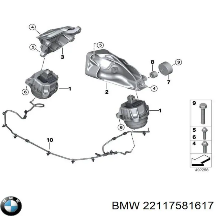 Coxim (suporte) esquerdo de motor BMW 22117581617 preço, a partir de 116,71 USD
