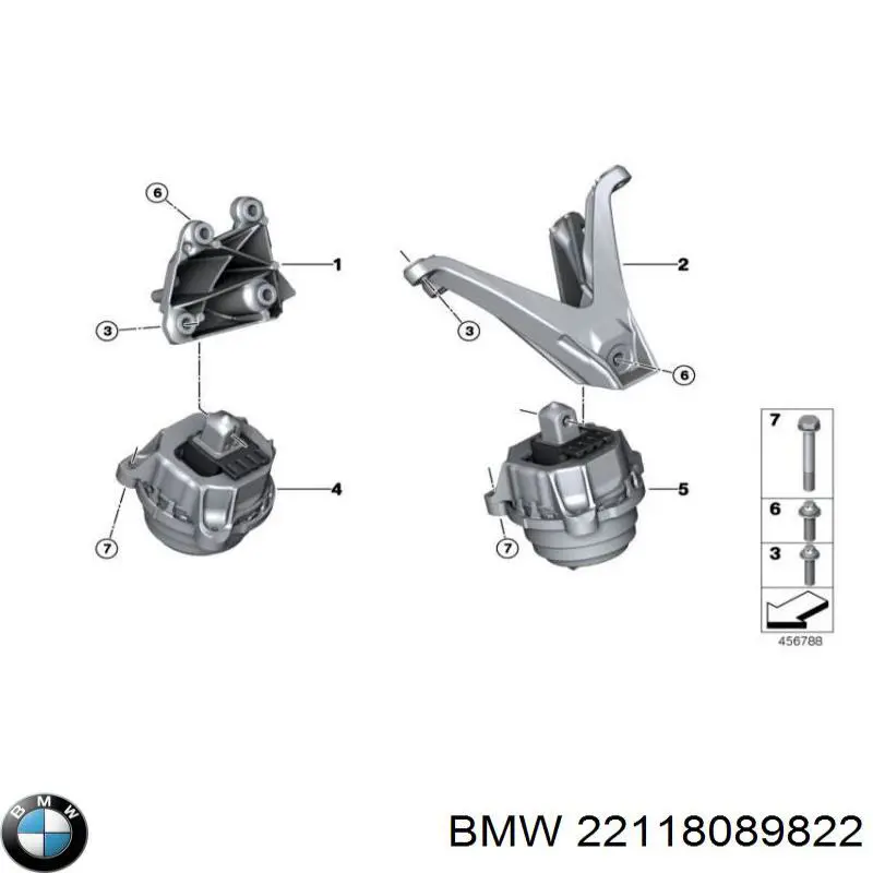 22118089822 BMW Coxim (suporte) direito de motor