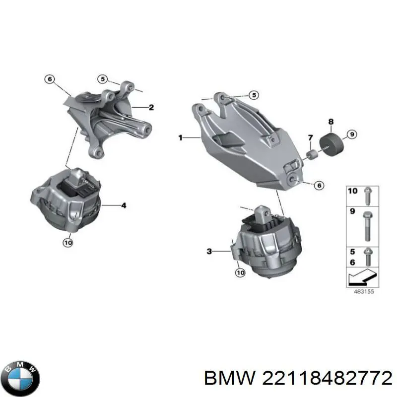 Coxim (suporte) direito de motor BMW 22118482772 preço, a partir de 114,27 USD