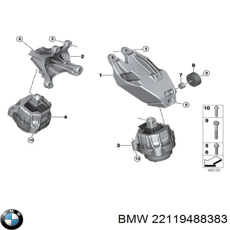 22119488383 BMW Coxim (suporte) esquerdo de motor