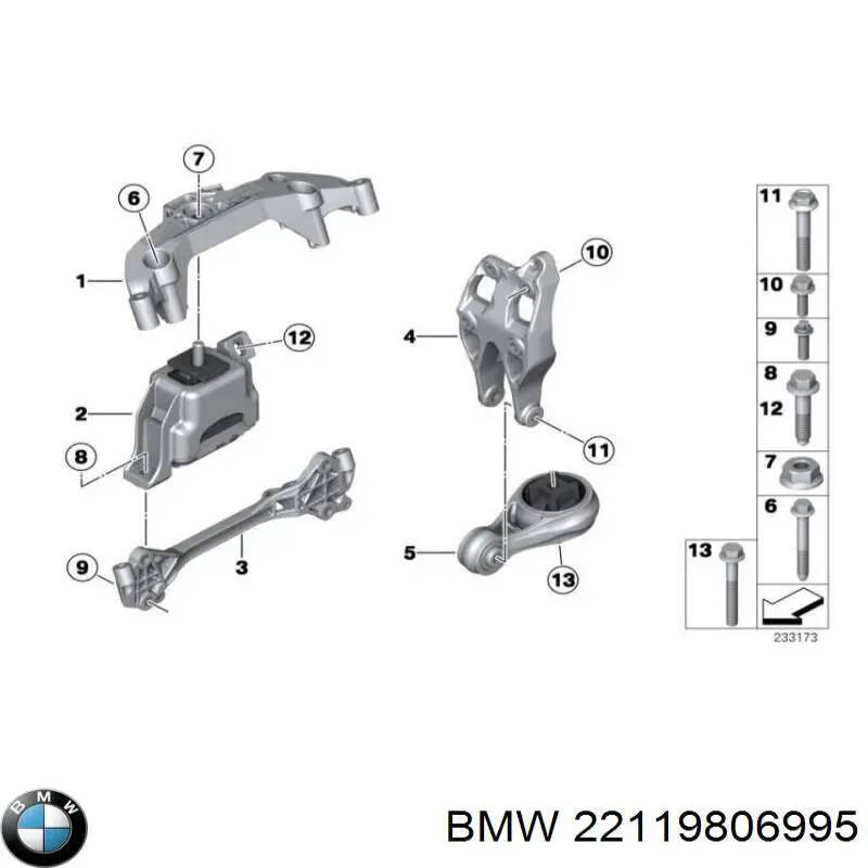 Coxim (suporte) traseiro de motor BMW 22119806995 preço, a partir de 57,22 USD