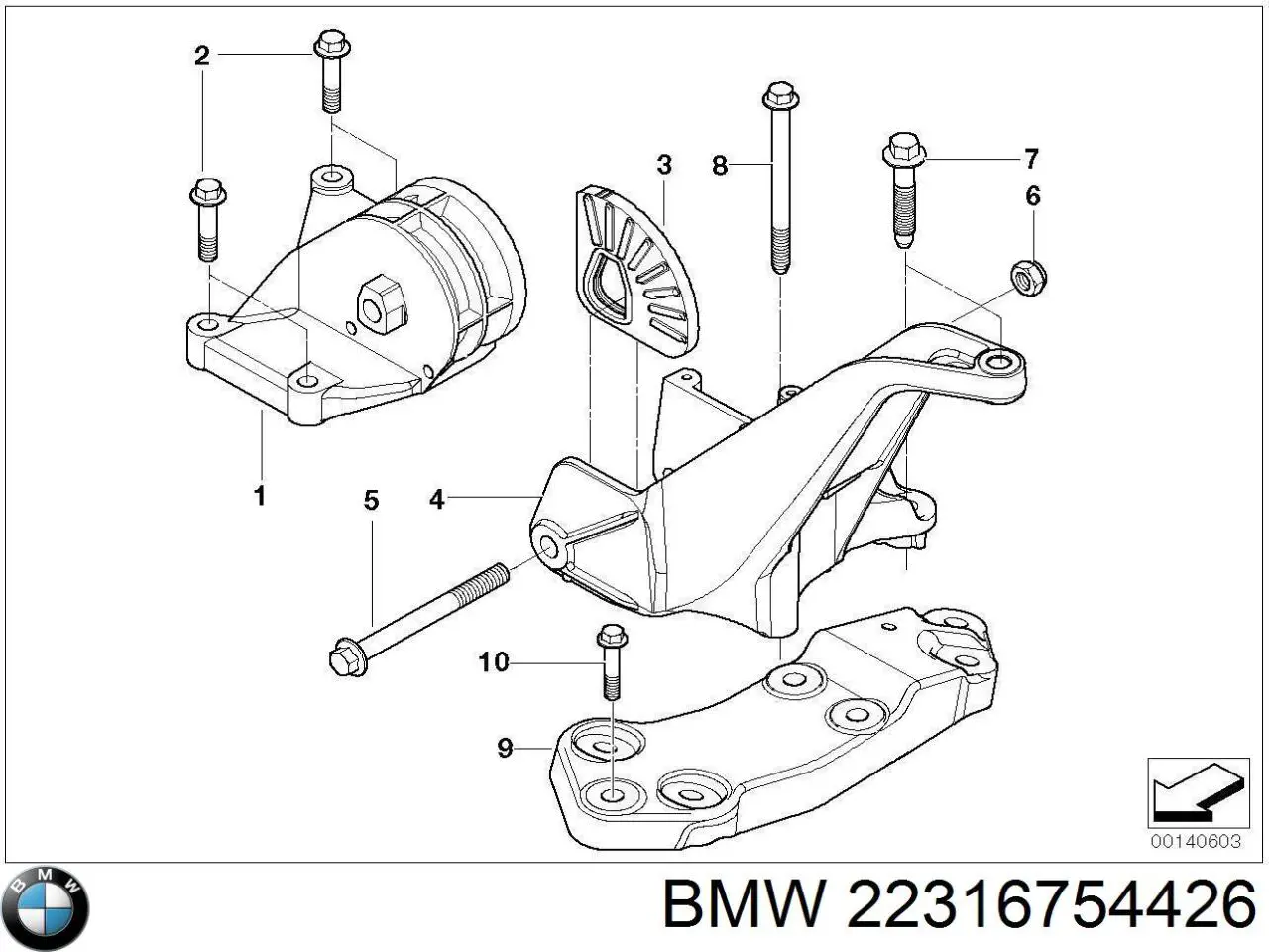 22316754426 BMW Coxim de transmissão (suporte da caixa de mudança)