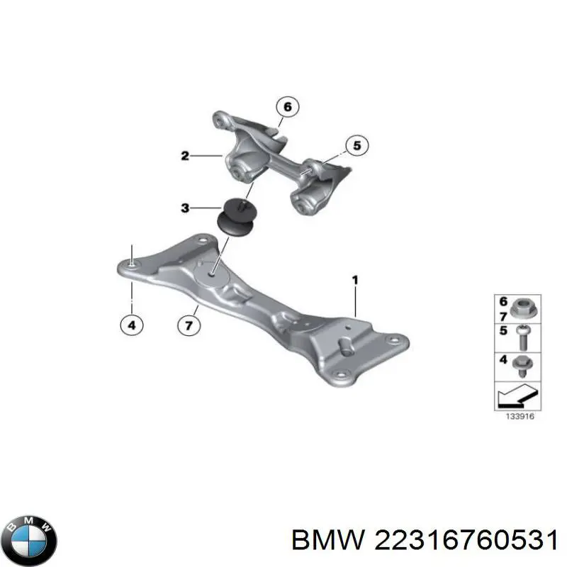 Compre 22316760531 BMW Viga de fixação da caixa de mudança