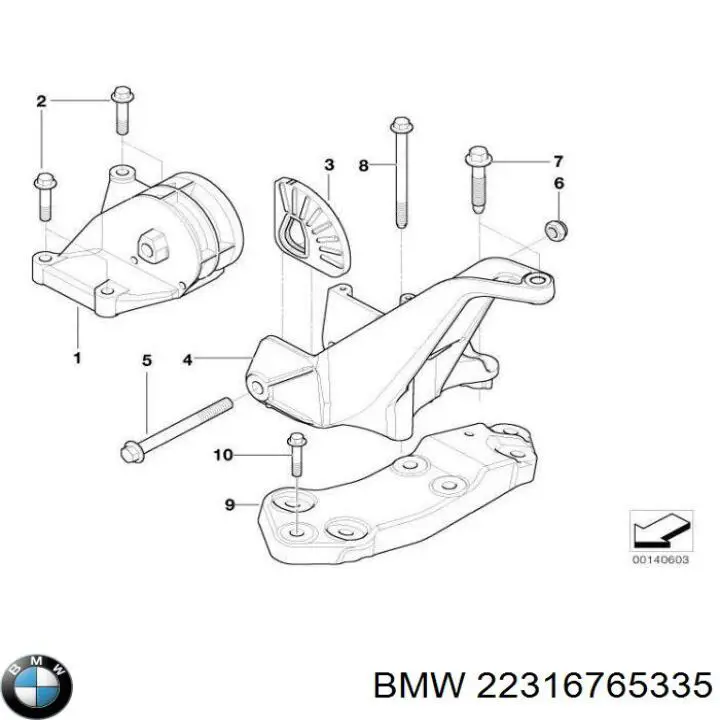 Compre 22316765335 BMW Coxim (suporte) esquerdo de motor