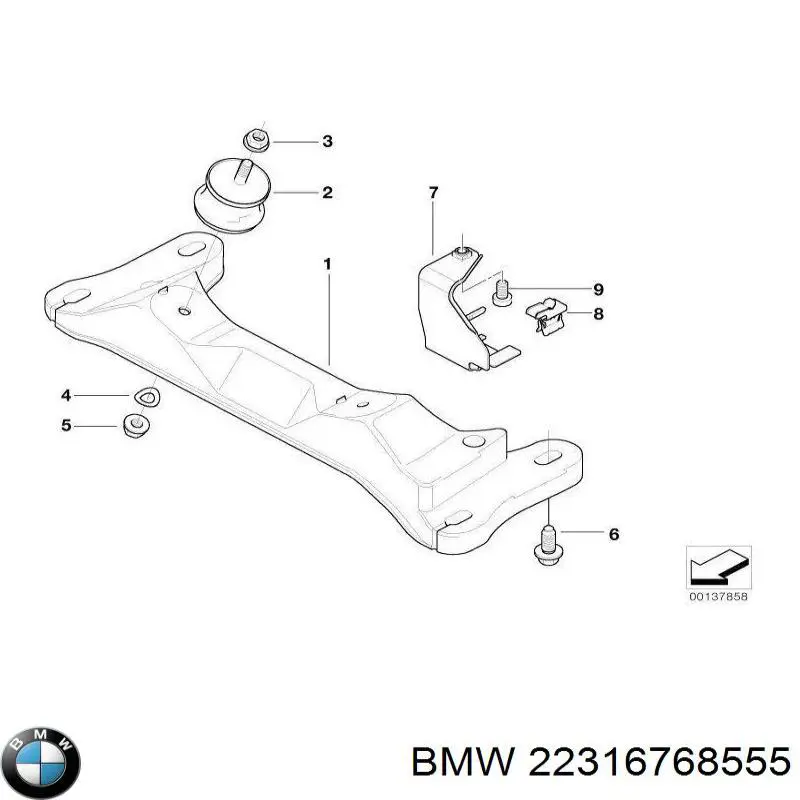 22316768555 BMW Viga de fixação da caixa de mudança