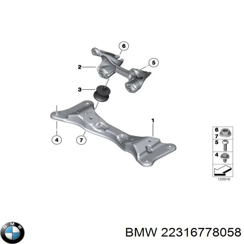 22316778058 BMW Viga de fixação da caixa de mudança