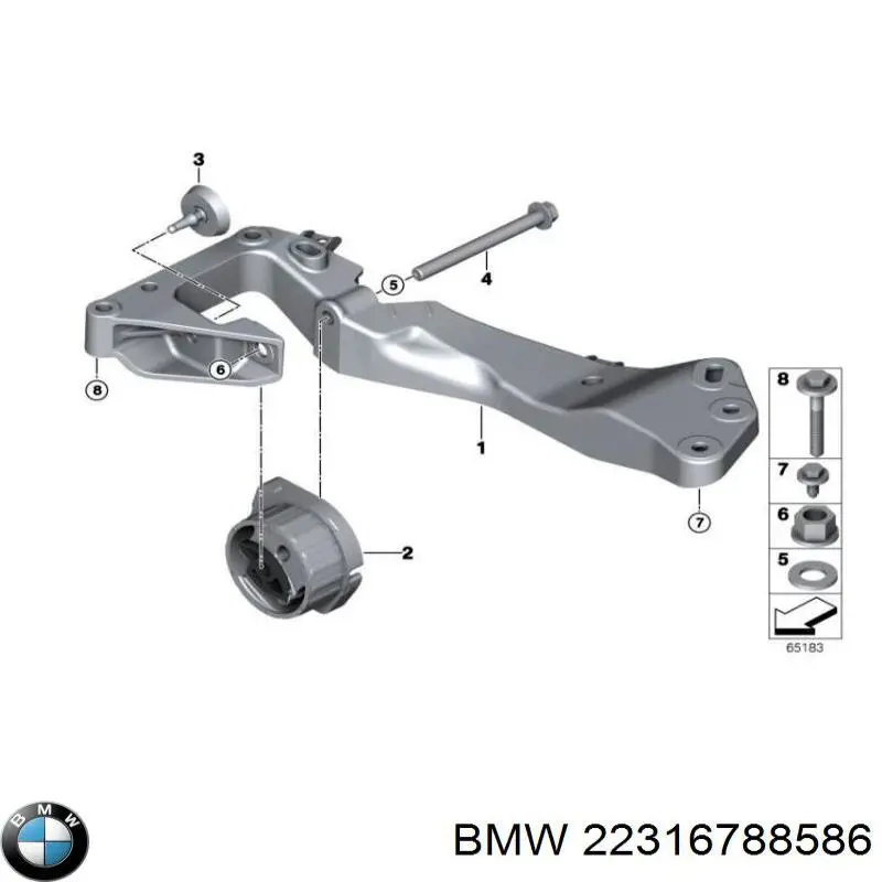 22316788586 BMW Coxim de transmissão (suporte da caixa de mudança)