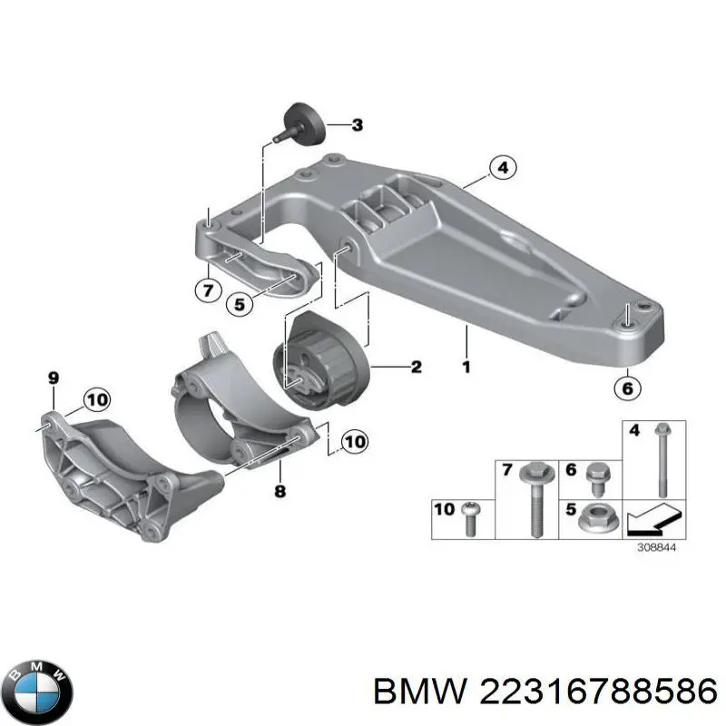 Coxim de transmissão (suporte da caixa de mudança) BMW 22316788586 preço, a partir de 37,40 USD