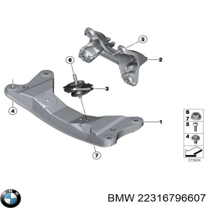 22316796607 BMW Viga de fixação da caixa de mudança