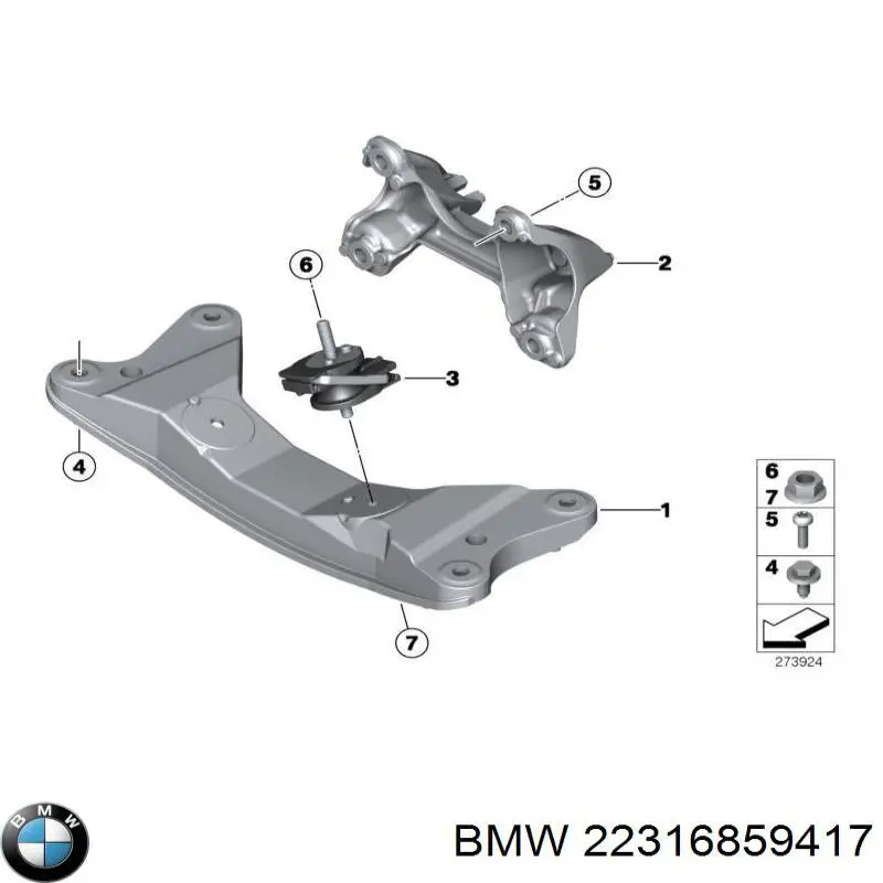 22316859417 BMW Viga de fixação da caixa de mudança