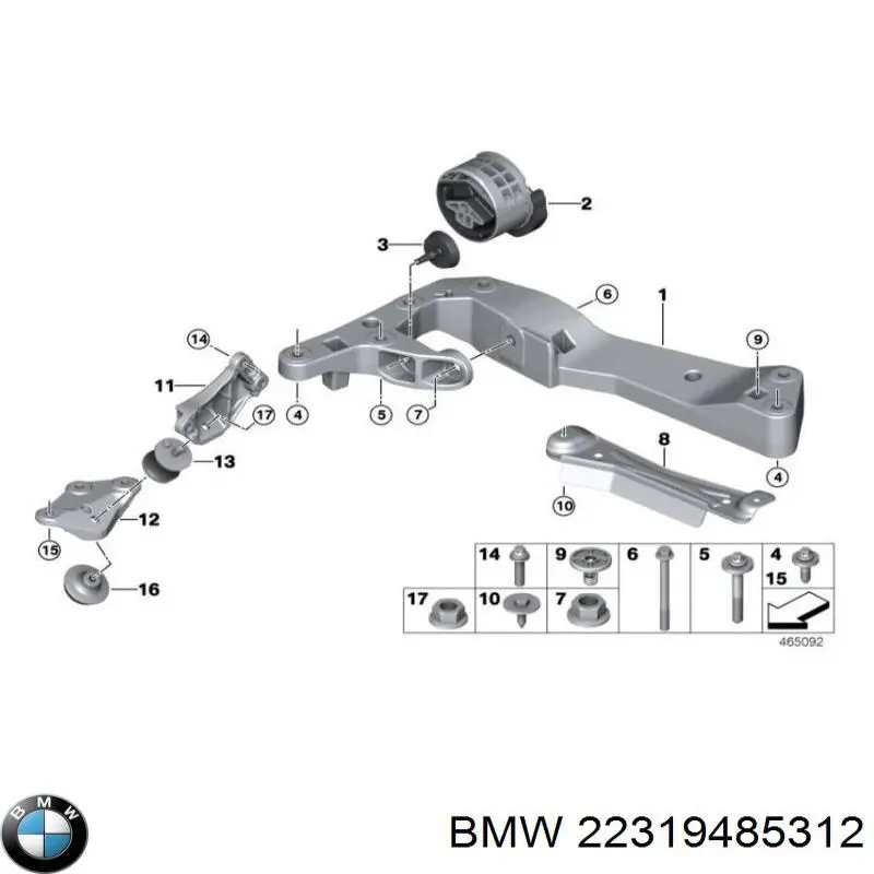 22319485312 BMW Viga de fixação da caixa de mudança