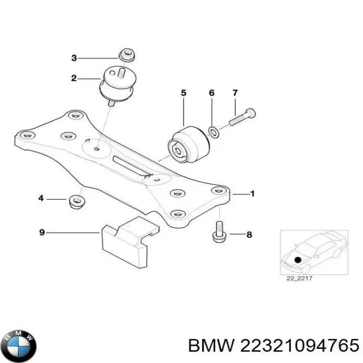 22321094765 BMW Viga de fixação da caixa de mudança