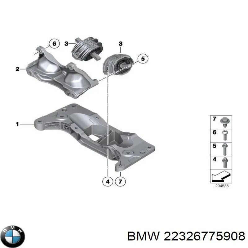 22326775908 BMW Coxim de transmissão (suporte da caixa de mudança)