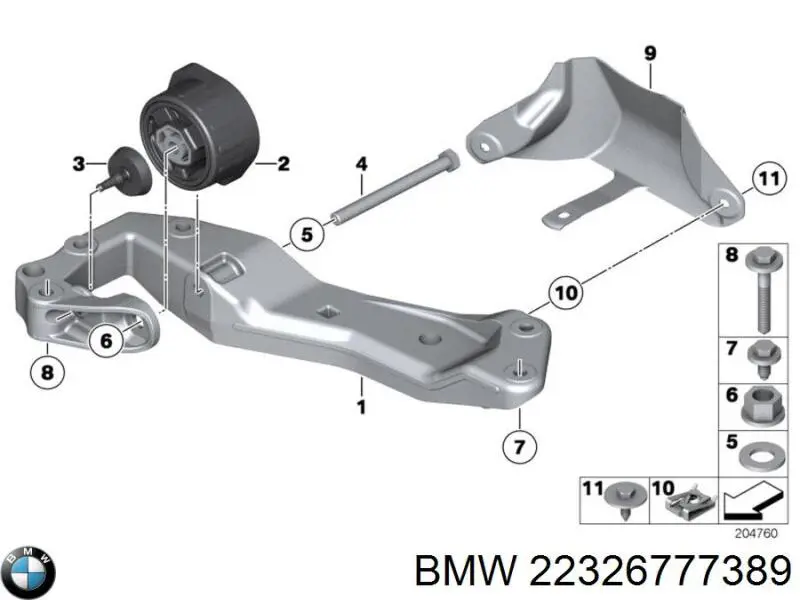 Compre 22326777389 BMW Coxim de transmissão (suporte da caixa de transferência)