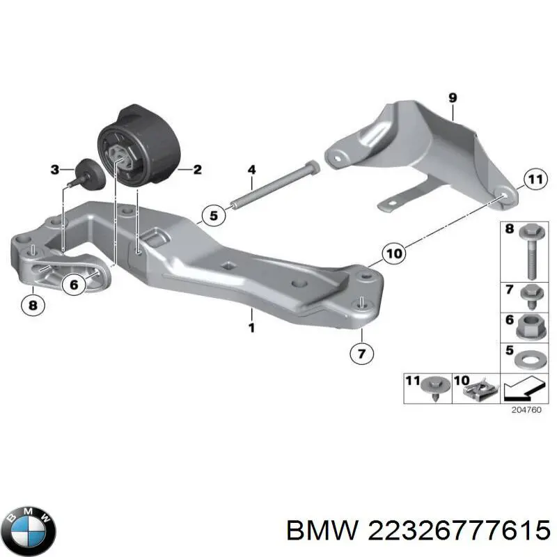 22326777615 BMW Viga de fixação da caixa de mudança